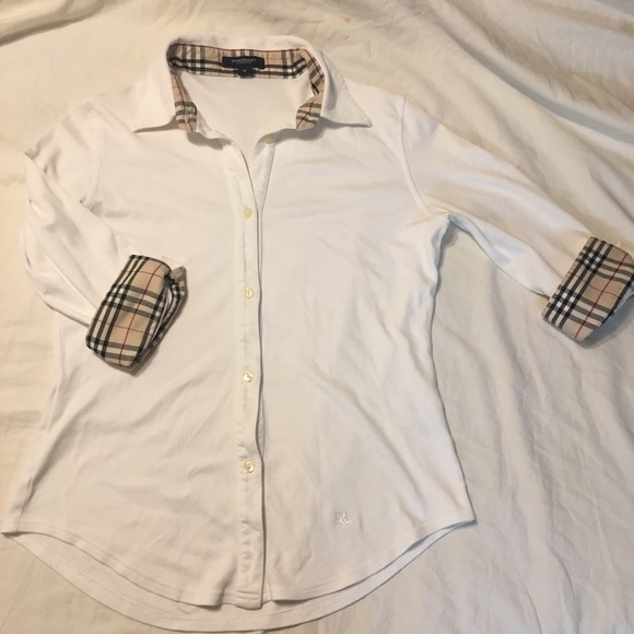 women's burberry button up shirt